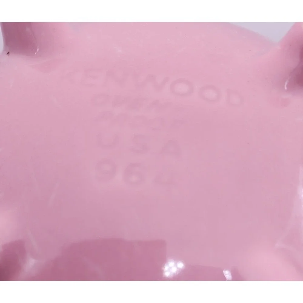 Kenwood Vintage Pink MCM Retro 964 Drip Speckled Footed Oven Proof Bowl USA 8.75